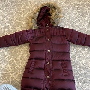 Appaman maroon size 5 long down puffer coat